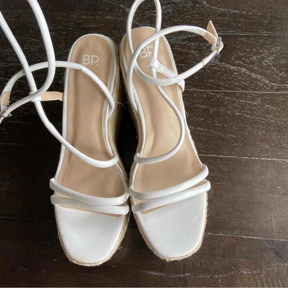 BP Cohan Platform‎ Espadrille Wedge Sandals White Summer Size 11M